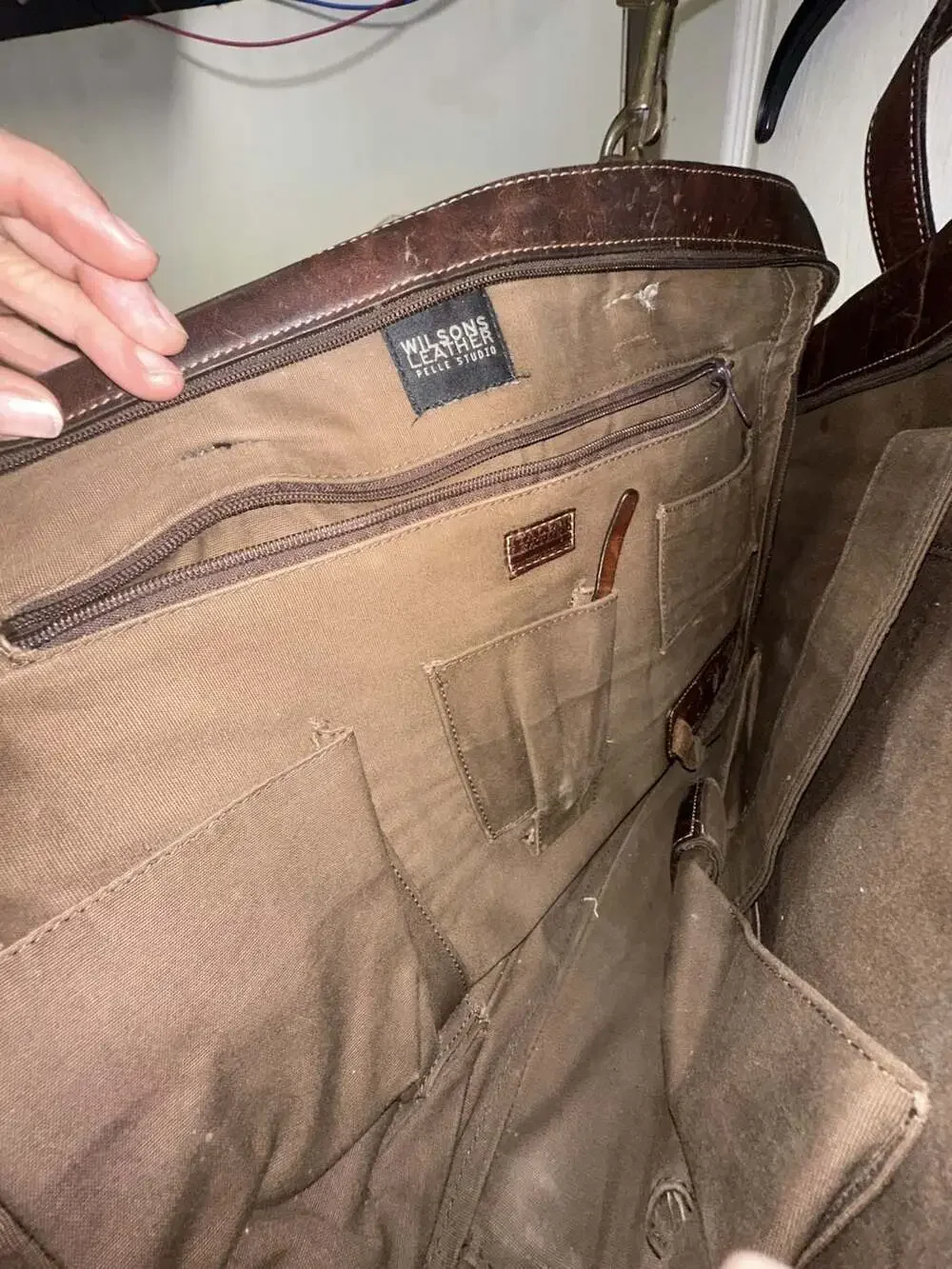 Wilsons Leather Pelle Studio Brown Leather Briefcase Messenger Bag